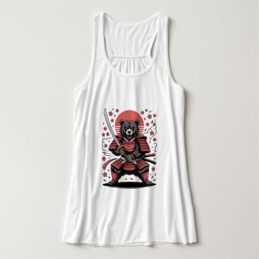 Samurai-Bär-Canvas-Flowy-Racerback-Tanktop Tank Top (Design Vorderseite)