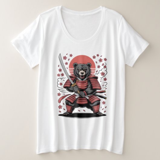 Samurai-Bär Damen Plus Size T-Shirt (Design vorne)
