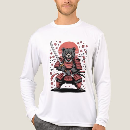 Samurai-Bär Tri-Blend Langarmshirt Shirt (Vorderseite)