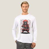Samurai-Bär Tri-Blend Langarmshirt Shirt (Vorderseite komplett)