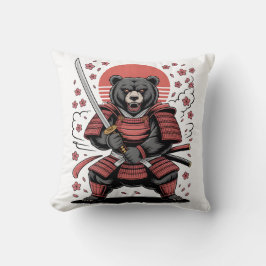 Samurai Bear Throw Pillow 16" x 16" Kissen
