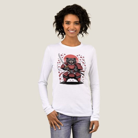 Samurai Bear  Tri-blend Long Sleeve Shirt (Vorderseite voll)