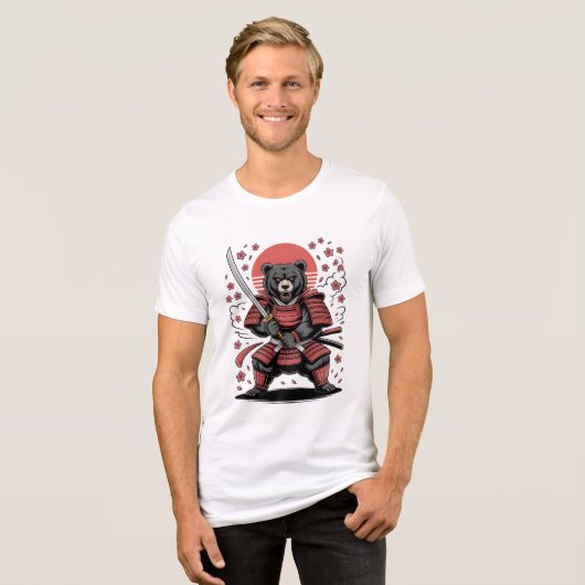 Samurai Bear Tri-Blend Shirt (Vorderseite voll)
