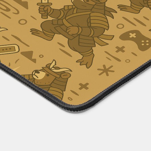 Samurai Bear with Game Controller Schreibtischunterlage (Ecke)