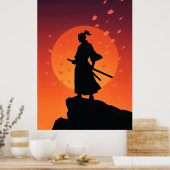 Samurai bei Sonnenuntergang Poster – Minimalistisc (Küche)