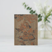 Samurai Bekämpft einen Dämon um 1711 Postkarte (Stehend Vorderseite)