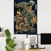 SAMURAI-BEKÄMPFUNG MIT KATANA-SCHWERTERN von Hokus Poster (Heimbüro)