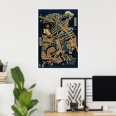 SAMURAI-BEKÄMPFUNG MIT KATANA-SCHWERTERN von Hokus Poster (Heimbüro)