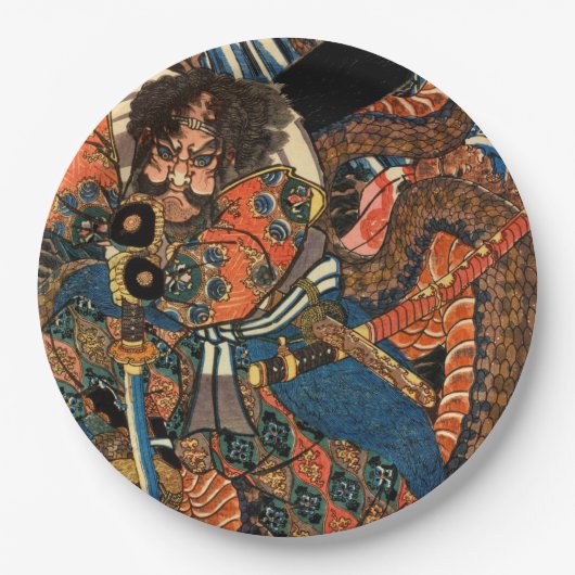SAMURAI BEKÄMPFUNG VON PYTHON PAPPTELLER (Vorderseite)