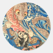 SAMURAI BEKÄMPFUNG VON SALAMANDER RUNDER AUFKLEBER (Vorderseite)