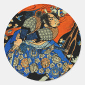 SAMURAI-BEKÄMPFUNGSMONSTER RUNDER AUFKLEBER (Vorderseite)