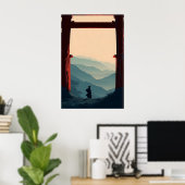 Samurai-Bergplakat Einsamer Schwertkämpfer, Torii Poster (Heimbüro)