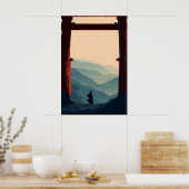 Samurai-Bergplakat Einsamer Schwertkämpfer, Torii Poster (Küche)