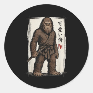 Samurai Bigfoot Japanese Art Anime Funny Men Runder Aufkleber