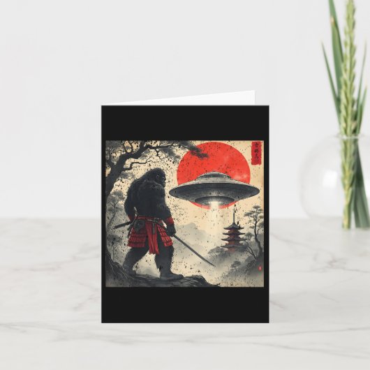 Samurai Bigfoot Japanese Ufo Vintag Graphic Ukiyo Karte (Vorderseite)