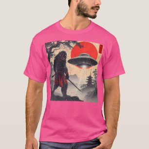 Samurai Bigfoot Japanese Ufo Vintag Graphic Ukiyo T-Shirt