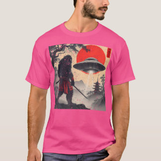Samurai Bigfoot Japanese Ufo Vintag Graphic Ukiyo T-Shirt