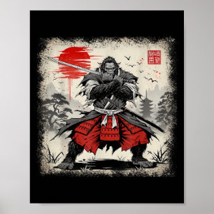 Samurai Bigfoot japanische Vintage-Ukiyo-e-Kunst K Poster