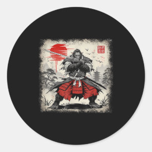 Samurai Bigfoot japanische Vintage-Ukiyo-e-Kunst K Runder Aufkleber