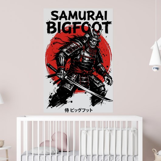 Samurai Bigfoot : Japanischer Krieger Sasquatch Ku Poster (Kinderzimmer 2)