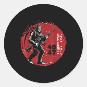Samurai Bigfoot japanisches Vintage-Grafik 2025 Lu Runder Aufkleber