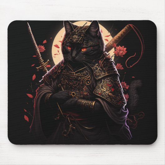 Samurai Black Cat Mousepad (Vorne)