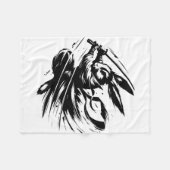 Samurai Bunny Black Ink Warrior Rabbit Fleecedecke (Vorderseite (Horizontal))