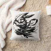 Samurai Bunny Black Ink Warrior Rabbit Kissen (Decke)