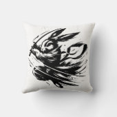 Samurai Bunny Black Ink Warrior Rabbit Kissen (Rückseite)