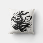 Samurai Bunny Black Ink Warrior Rabbit Kissen (Vorderseite)