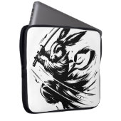 Samurai Bunny Black Ink Warrior Rabbit Laptopschutzhülle (Vorne Rechts)