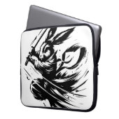 Samurai Bunny Black Ink Warrior Rabbit Laptopschutzhülle (Vorderseite Links)