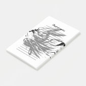 Samurai Bunny Black Ink Warrior Rabbit Post-it Klebezettel (angewinkelt)