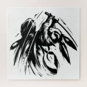 Samurai Bunny Black Ink Warrior Rabbit Puzzle (Horizontal)