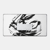 Samurai Bunny Black Ink Warrior Rabbit Schreibtischunterlage (Tastatur & Maus)
