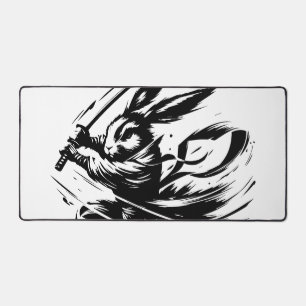 Samurai Bunny Black Ink Warrior Rabbit Schreibtischunterlage