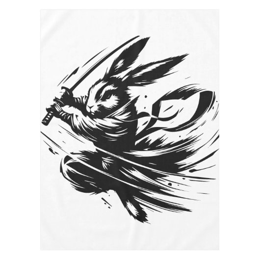 Samurai Bunny Black Ink Warrior Rabbit Tischdecke (Vorderseite)