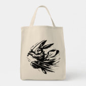Samurai Bunny Black Ink Warrior Rabbit Tragetasche (Rückseite)