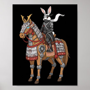 Samurai Bunny Ninja Kaninchen Cyber Pferd Japanisc Poster