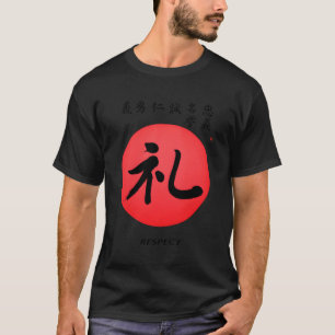 Samurai Bushido Code Respektieren Kanji Kalligrafi T-Shirt
