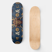 Samurai Bushido-Code Tugenden nahtloses Muster Skateboard (Vorderseite)