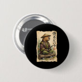 Samurai Capybara Japanese Art Vintage Graphic Funn Button (Vorne & Hinten)