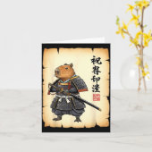 Samurai Capybara Japanese Art Vintage Graphic Funn Karte (Gelbe Blume)