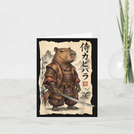 Samurai Capybara Japanese Art Vintage Graphic Funn Karte (Vorderseite)