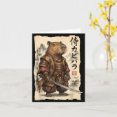 Samurai Capybara Japanese Art Vintage Graphic Funn Karte (Gelbe Blume)