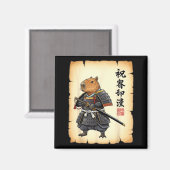 Samurai Capybara Japanese Art Vintage Graphic Funn Magnet (Vorderseite/Rückseite)
