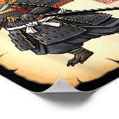 Samurai Capybara Japanese Art Vintage Graphic Funn Poster (Ecke)