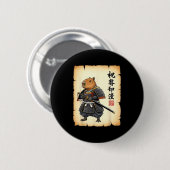 Samurai Capybara Japanische Kunst Vintage Grafik L Button (Vorne & Hinten)