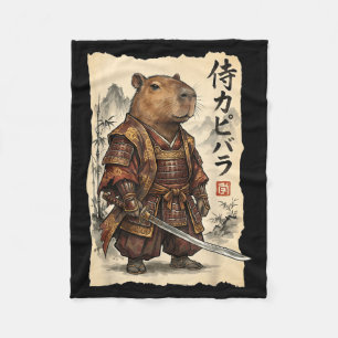 Samurai Capybara Japanische Kunst Vintage Grafik L Fleecedecke