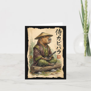 Samurai Capybara Japanische Kunst Vintage Grafik L Karte